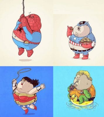caricaturas de super heroes gordos grande
