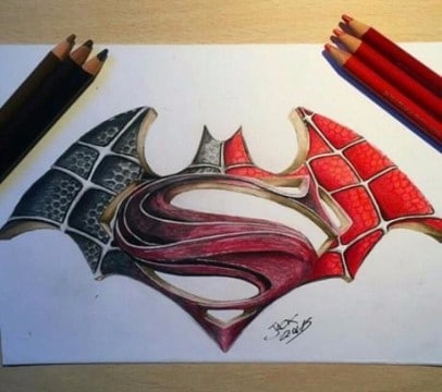 dibujos de batman vs superman faciles