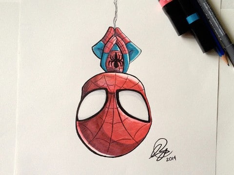 dibujos de spiderman a color a lapiz